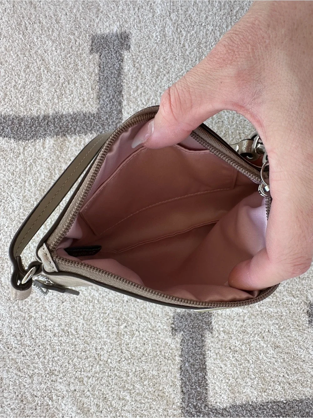 Coach Metallic Taupe Leather Wristlet y2k Coach